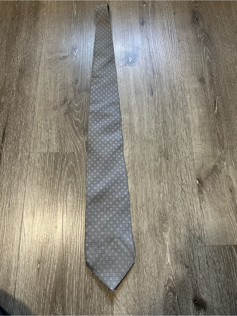 DKNY Men's Gray Geometric Silk Tie